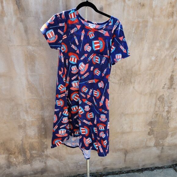 Lularoe Patriotic Stars And Stripes Carly - Picture 1 of 4